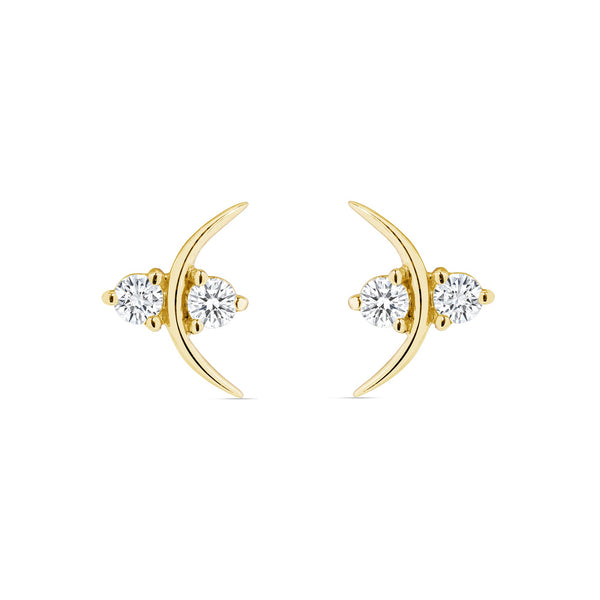 DIAMOND CRESCENT STUD EARRINGS