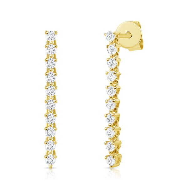 LARGE DIAMOND TENNIS DROP EARRINGS