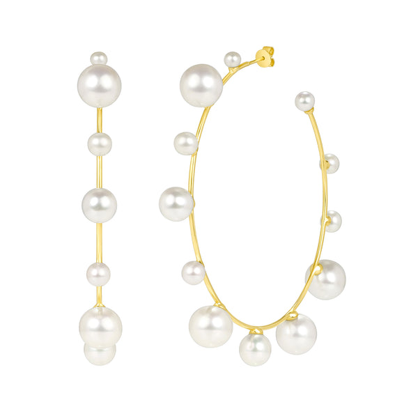 JUMBO FRESHWATER PEARL HOOP EARRINGS