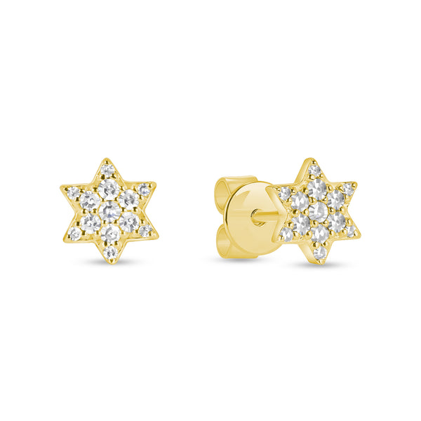 DIAMOND PAVE STAR OF DAVID STUD EARRINGS