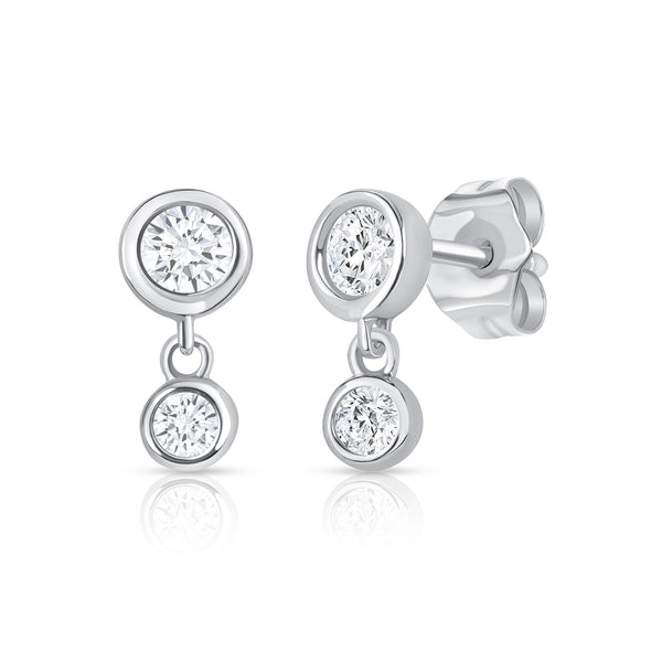 DIAMOND BEZEL STUD DROP EARRINGS