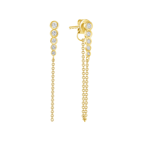 Diamond Bezel drop chain earring