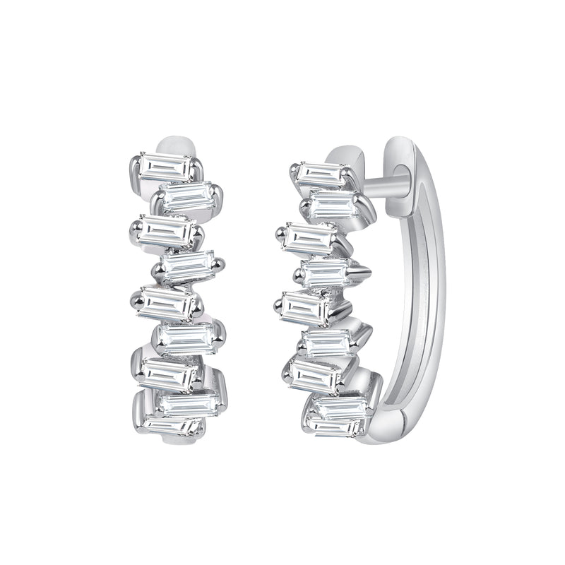 DIAMOND BAGUETTE HUGGIE EARRINGS