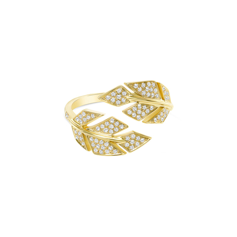 Diamond Pave Open Double Leaf Ring